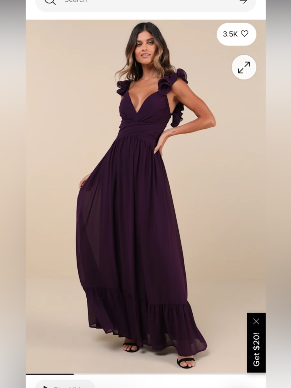 Lulu’s Soiree Celebration Purple Ruffled Lace-Up Maxi Dress